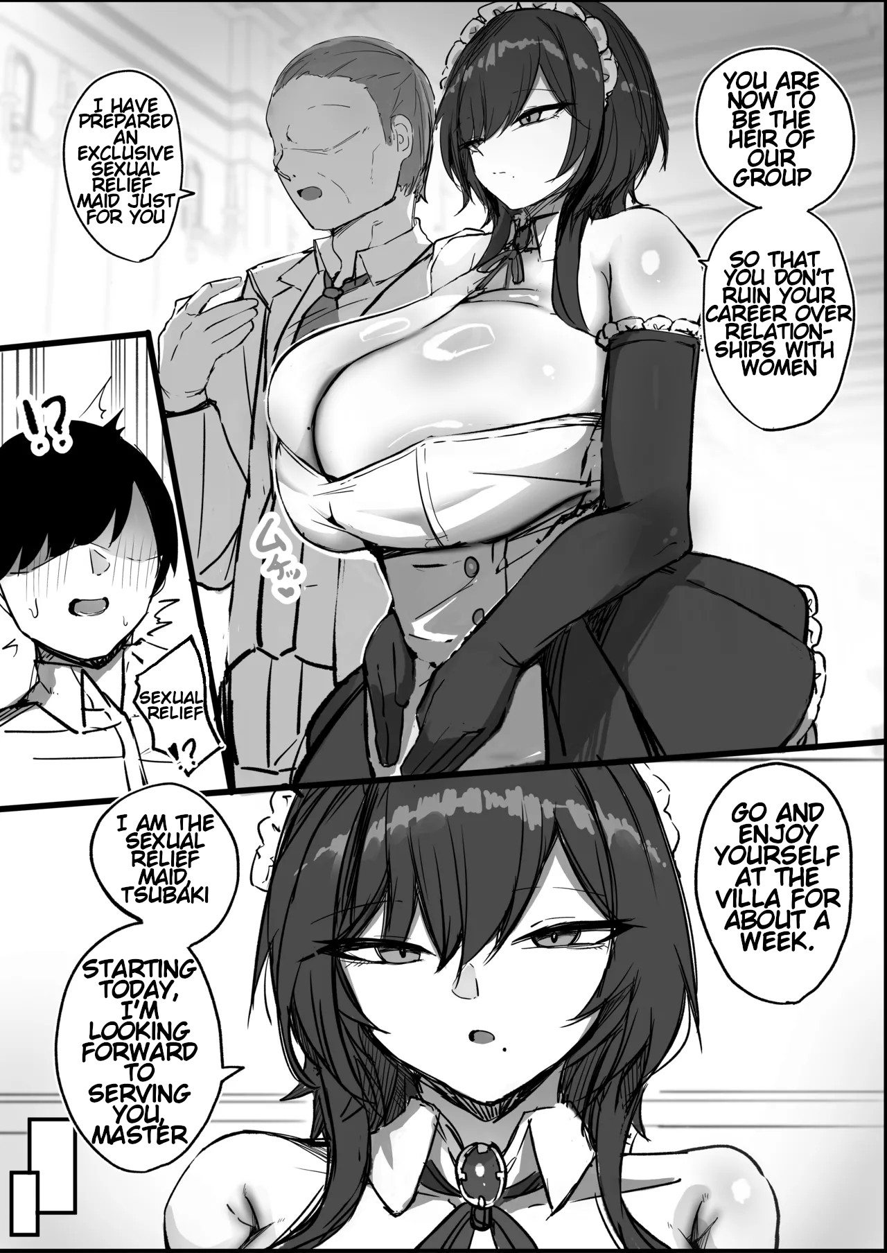 L-Cup no Wolf Cut Muhyoujyou Seishori Maid Tsubaki-san  L-Cup Wolf Cut Expressionless Sexual Relief Maid, Tsubaki-san